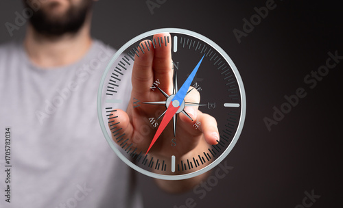 A man interacts with a digi...