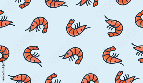 Cutest shrimp pattern background vector design