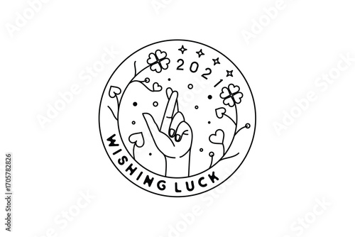 Magical Hand with Stars and Wishing Luck Circle Logo