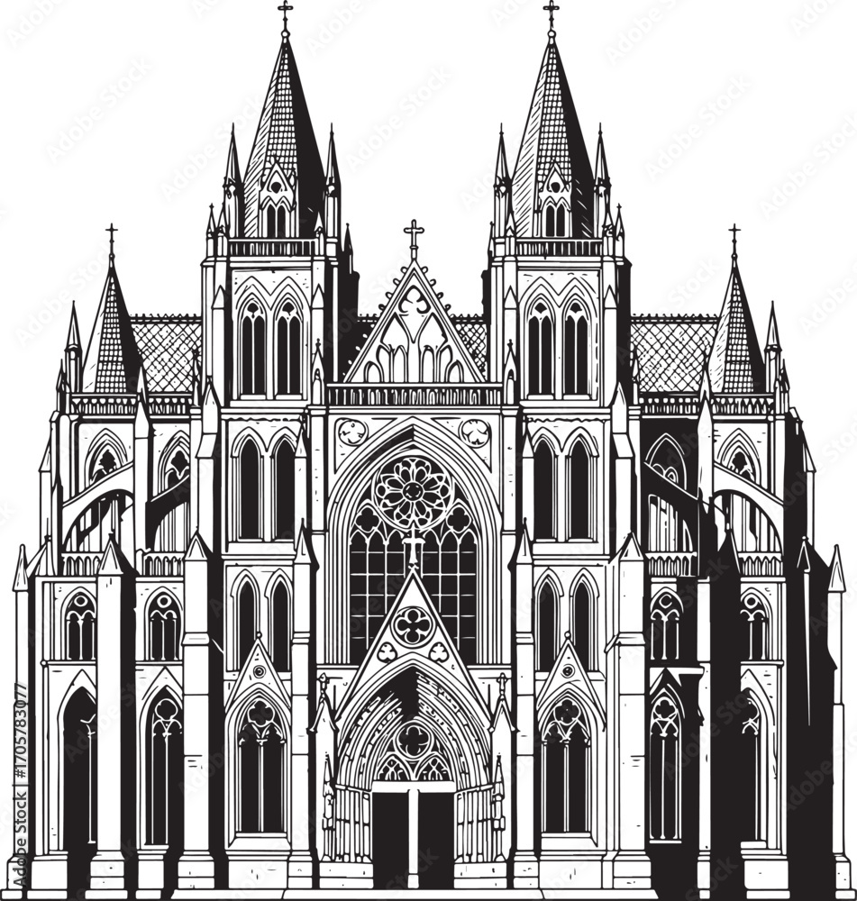 Fototapeta premium Gothic cathedral silhouette for vector stock