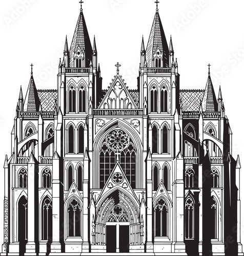 Gothic cathedral silhouette for vector stock