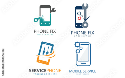 vector illustration phone fix logo design mobile repairer mobile repair