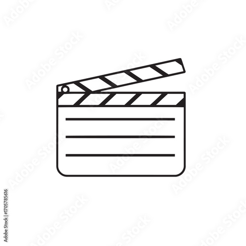 Movie clapper board icon vector design concept black on white background.
