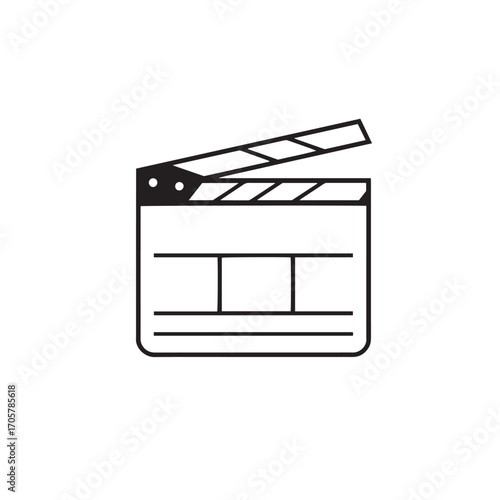 Movie clapper board icon vector design concept black on white background.