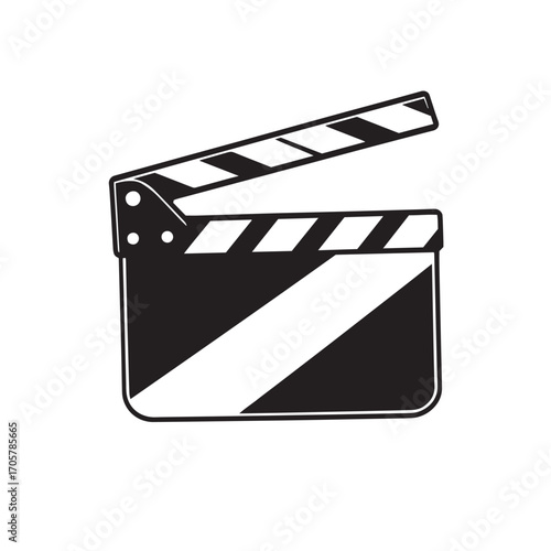 Movie clapper board icon vector design concept black on white background.