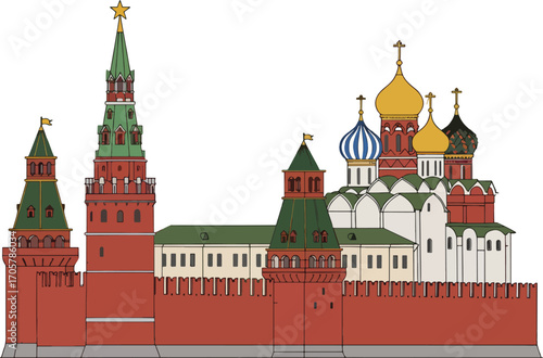 Moscow Kremlin and Saint Basil's Cathedral silhouette for vector stock