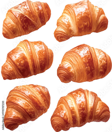 Croissant vector illustrations set