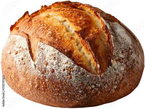 Wallpaper Mural Golden Crust Artisan Bread: An artfully styled shot of rustic sourdough bread displays its golden-brown crust and appetizing form. perfect for depicting the simple pleasure of baked goods. Torontodigital.ca