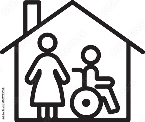 Elderly care and support within a home setting icon