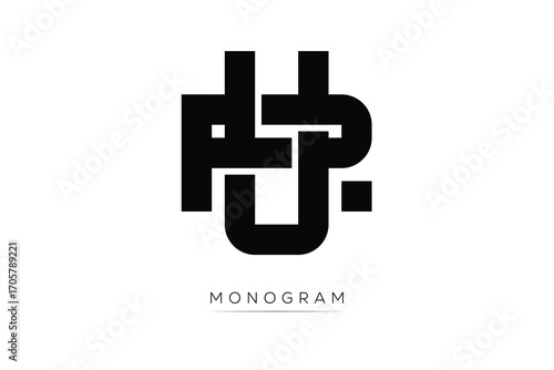 PU Creative Latter Logo. Monogram Logo Design.  Modern Minimal Initials Sing Symbol .