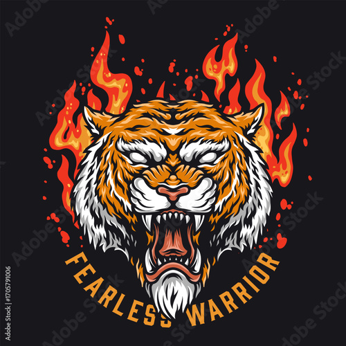 Fiery tiger symbolizing strength and courage