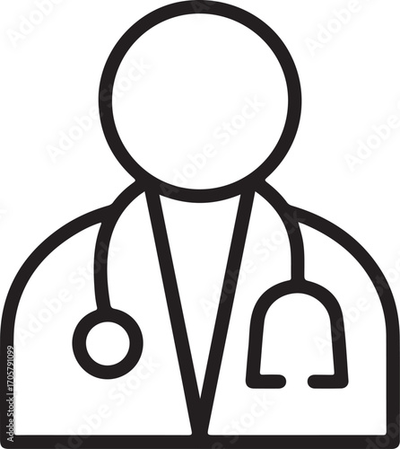 Simple line icon of a doctor wearing a stethoscope