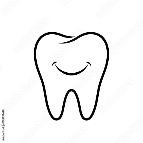 Happy Tooth Outline for Dental Health Awareness