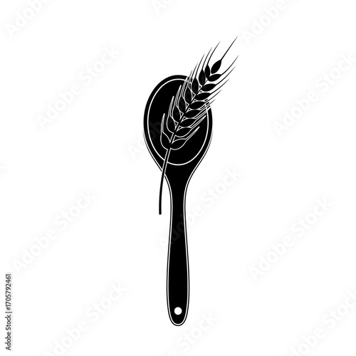 Spoon with Wheat Stalk Silhouette