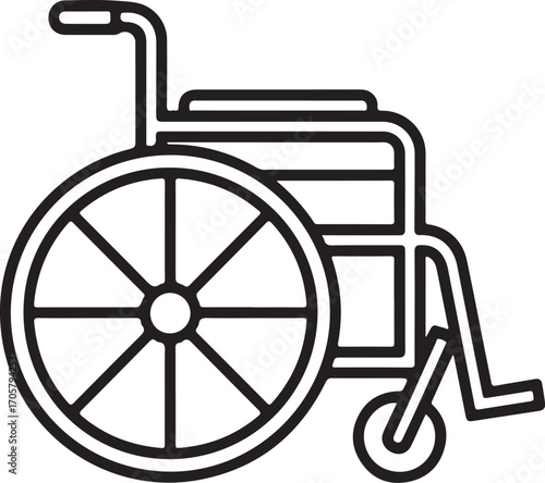 Simple line art icon of a wheelchair for mobility assistance