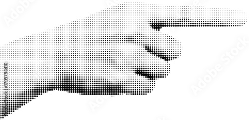 Halftone hand pointing