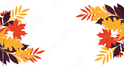 Autumn leaves falling and decorating the ground during fall.