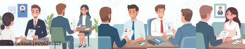 vector of happy job applicant accepted during interview