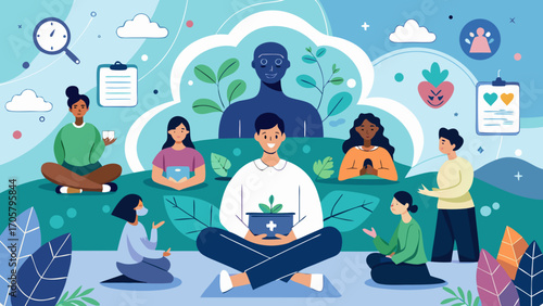 Holistic approach to Mental Health with yoga, community support, and psychological well-being