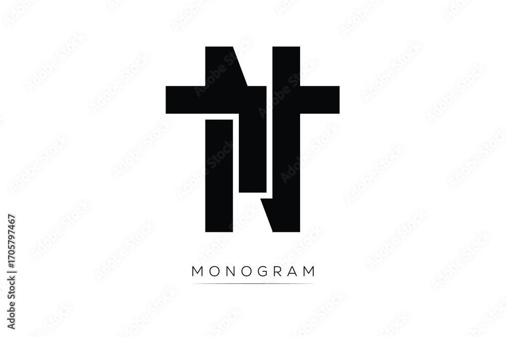 Obraz premium TN Creative Latter Logo. Monogram Logo Design. Modern Minimal Initials Sing Symbol .