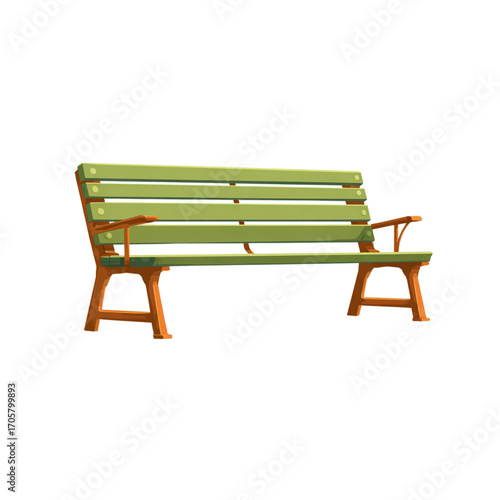 Illustration of cartoon park bench isolated on transparent background