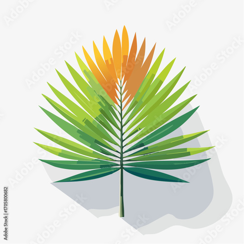 Tropical Palm Leaf Green Orange Gradient Illustration