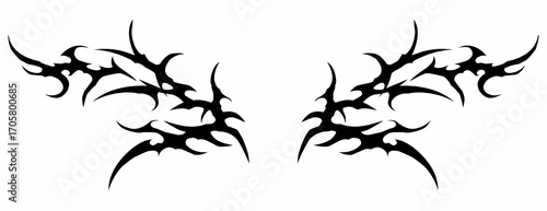 Abstract neo tribal cyber gothic symmetrical shapes vector design for tattoo ideas, streetwear t-shirt print dark apparel 