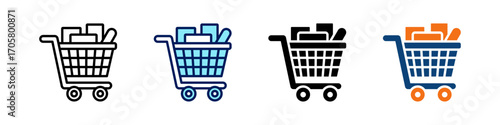 Shopping Cart All In One Icon Multi Styles Vector Set