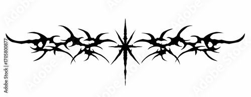 Abstract neo tribal cyber gothic symmetrical shapes vector design for tattoo ideas, streetwear t-shirt print dark apparel 