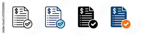 Receipt All In One Icon Multi Styles Vector Set