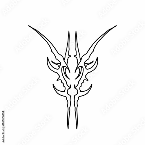 Abstract Tribal vector symbol with sharp symmetrical lines, perfect for tattoos, logos, or abstract design elements