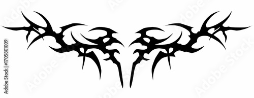 Abstract neo tribal cyber gothic symmetrical shapes vector design for tattoo ideas, streetwear t-shirt print dark apparel 
