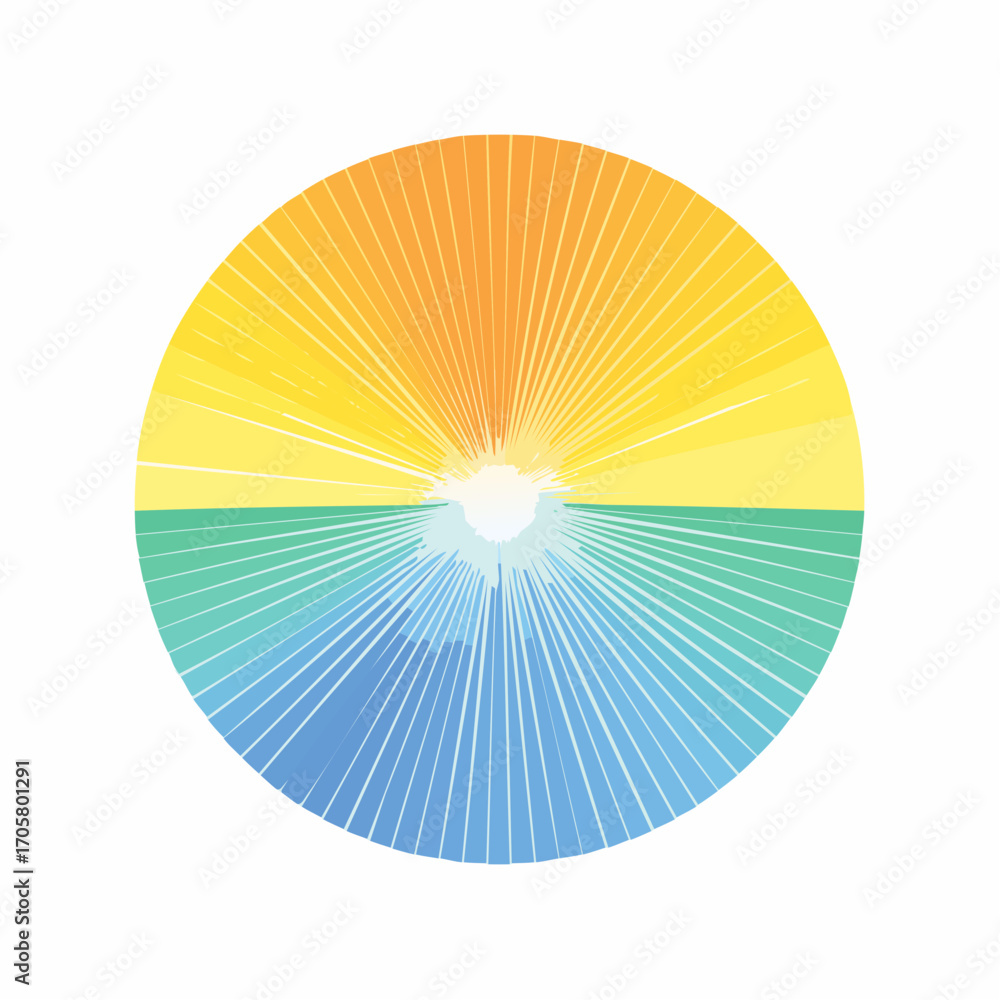 Obraz premium Circular Abstract Design With Orange Yellow Blue and Green Hues