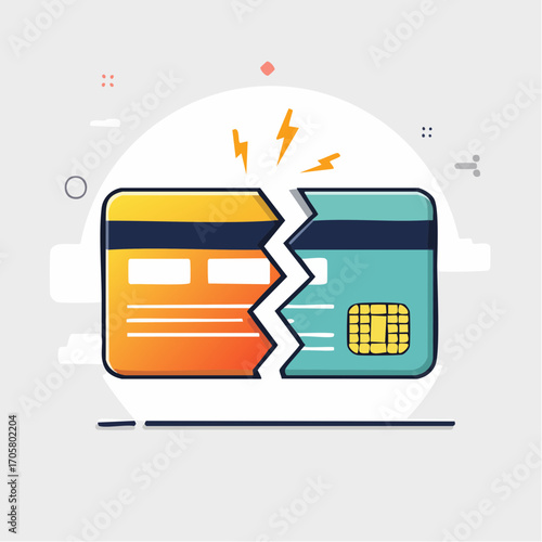 Broken Credit Card on White Background
