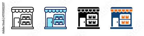 Storefront All In One Icon Multi Styles Vector Set