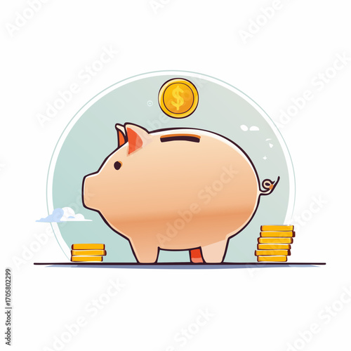 Pixel Art Piggy Bank Savings And Investment Illustration