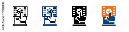 Self Checkout All In One Icon Multi Styles Vector Set