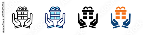 Gift Box All In One Icon Multi Styles Vector Set