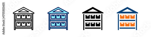 Warehouse All In One Icon Multi Styles Vector Set