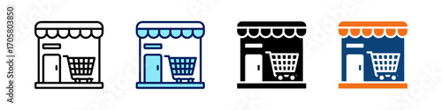 Retail Store All In One Icon Multi Styles Vector Set