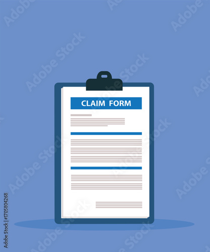 Clipboard claim form. Online claim form. Vector illustration

