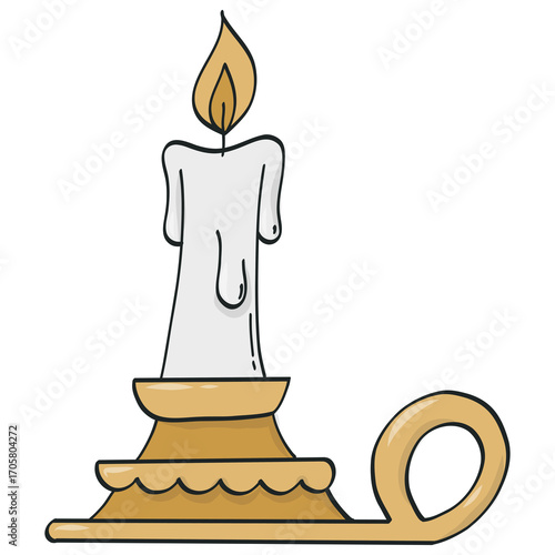 Hand drawn Christmas doodle of candle, PNG cartoon element, clipart, sticker design for prints, cards, posters, banners, social media, etc.