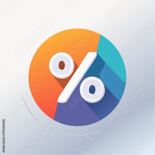 3D Percentage Symbol On Gradient Pie Chart