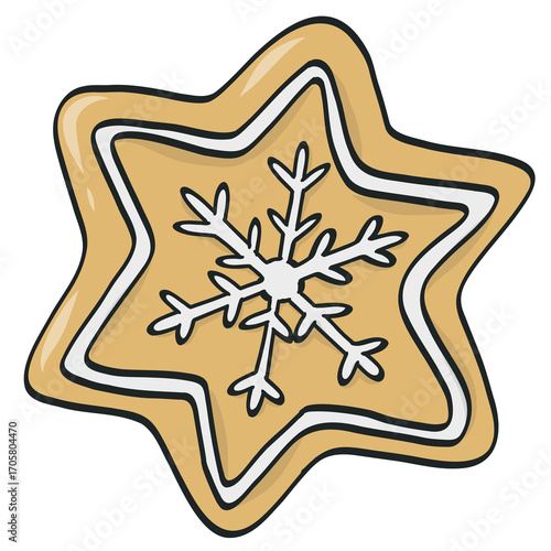 Hand drawn Christmas doodle of gingerbread, PNG cartoon element, clipart, sticker design for prints, cards, posters, banners, social media, etc.