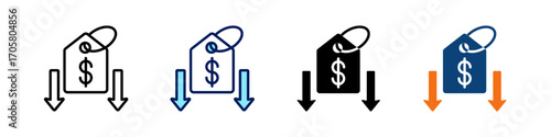 Price Drop All In One Icon Multi Styles Vector Set