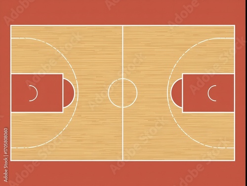 Download realistic hardwood basketball court floor plan for coaching strategy visuals