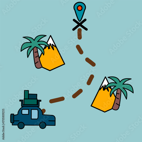 Travel Car with Map Route