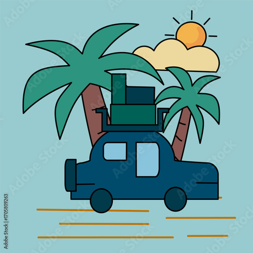 Road Trip Car with Luggage