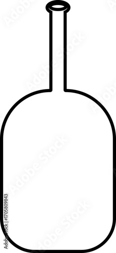 Wine bottle icon in black line style, alcohol beverage liquor container pack, bar pub drink symbol bundle, silhouette outline illustration, isolated on transparent background vector
