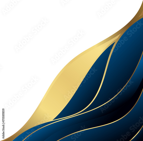 Elegant Dark Blue and Gold Corner Graphic